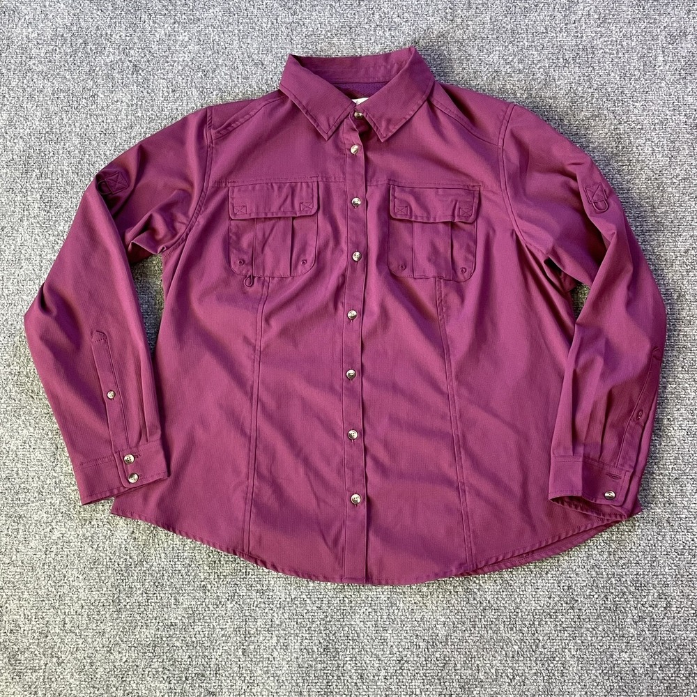 Guide Series Shirt Womens 1X Gander Mountain Caped Hiking Button Up Roll Sleeve‎